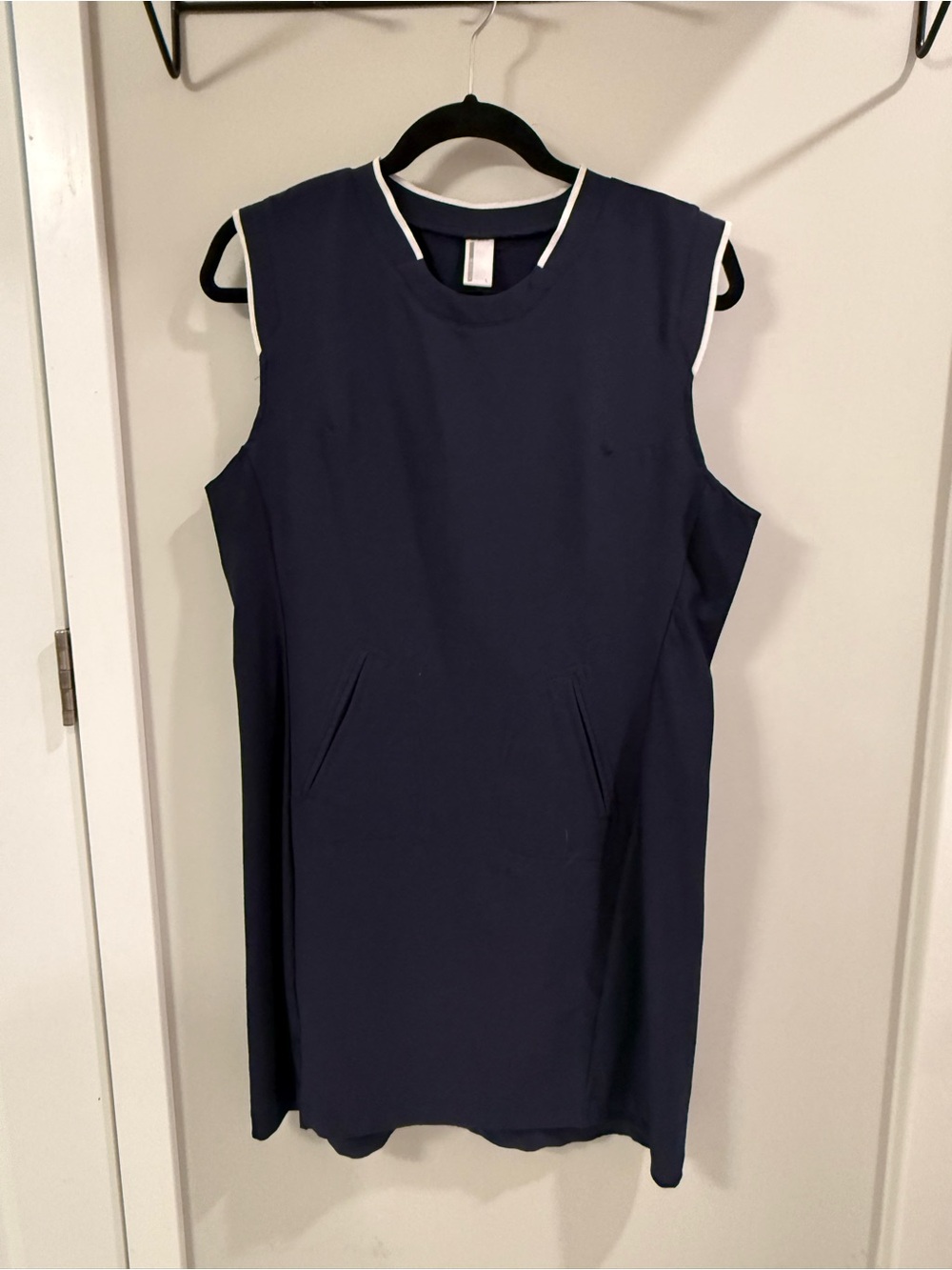 Sleeveless Navy Golf/Tennis Dress with White Trim